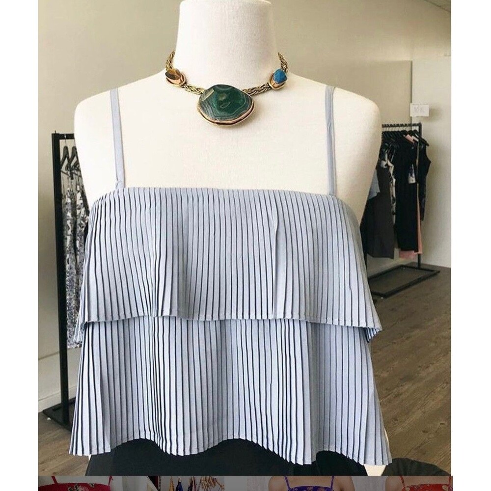 Style State Pleated Double Popover Crop Top